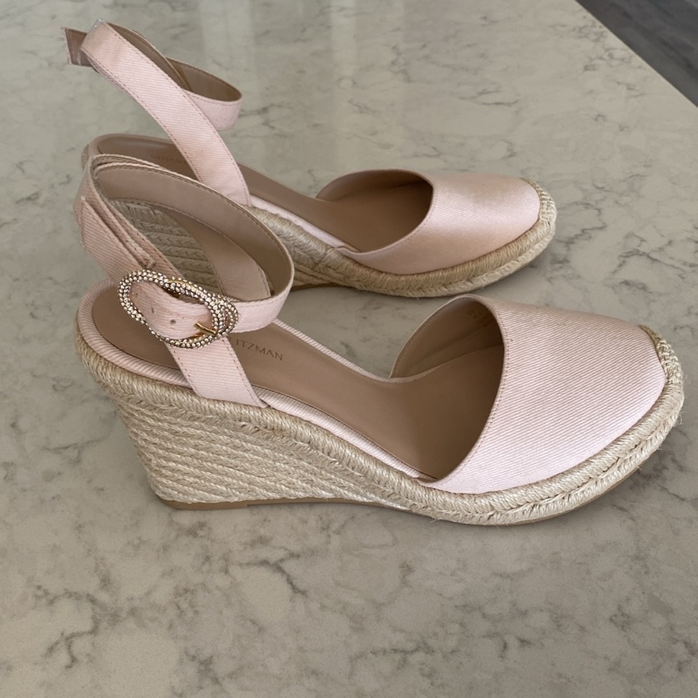 Stuart Weizmann espadrille wedge light pink size 10 - Picture 5 of 9